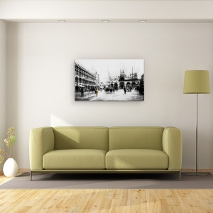 Tablou canvas - Piazza San Marco, Alb-Negru, Italia, 50 x 80 cm - Img 2