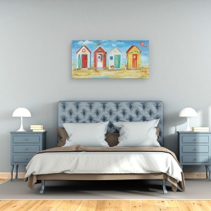 Tablou canvas - Plaja, Coliba, Colorat, Pictura, 50 x 100 cm - Img 3