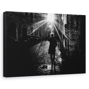 Tablou canvas - Plimbare Cu Prietenii, Strada, Oameni, Caini, Soare, 80 x 120 cm