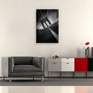 Tablou canvas - Podul Brooklyn, New York, Alb-Negru, Manhattan, 40 x 60 cm - Img 2