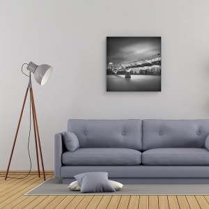 Tablou Canvas - Podul Mileniului, Alb-Negru, Arhitectura, Raul Tamisa, 60 x 60 cm - Img 2