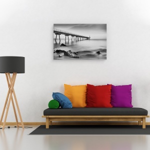 Tablou canvas - Podul Petroli, Pod, Pier, Debarcader, Alb-Negru, 60 x 90 cm - Img 2