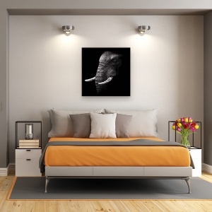 Tablou Canvas - Portret, Elefant, Animal, Intuneric, Trunchi, Experienta, 90 x 90 cm - Img 3