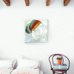 Tablou decorativ portret femeie afro multicolor pe canvas