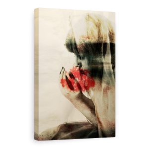 Tablou Canvas - Poveste Incomoda, Starea De Spirit, Fata, Red, Rugandu-Se, Tesatura, 80 x 120 cm