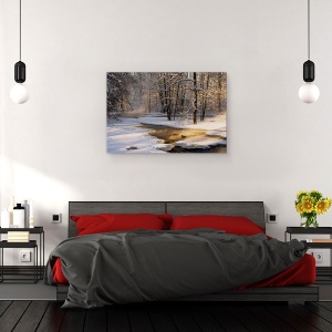 Tablou canvas - Prima Lumina, Peisaj, Natura, Iarna, Zapada, Rasarit De Soare, 60 x 90 cm - Img 3