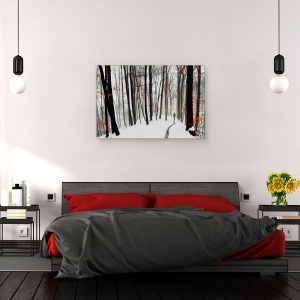 Tablou canvas - Prin Toamna Si Iarna, Padure, Copaci, Ceata, Frunze, Iarna, 60 x 90 cm - Img 3