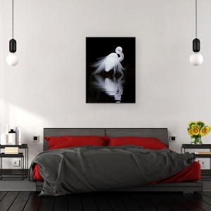 Tablou canvas - Privind, Pasare, Alb, Contrast, Reflectie, Animal, 75 x 100 cm - Img 3