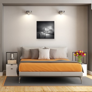 Tablou canvas - Punct De Vedere, Peisaj, Alb-Negru, Poveste, Soare, 60 x 60 cm - Img 3