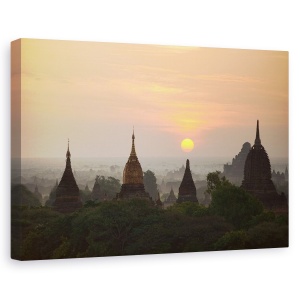 Tablou canvas - Rasarit De Soare Bagan, Myanmar, Birmania, Templu, 60 x 90 cm