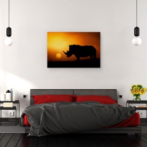 Tablou canvas - Rasarit In Rhino, Natura, Salbatic, Salbatic, Animal, Rinocer, 60 x 90 cm - Img 3