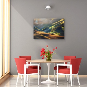 Tablou canvas decorativ cu peisaj de răsărit în Toscana