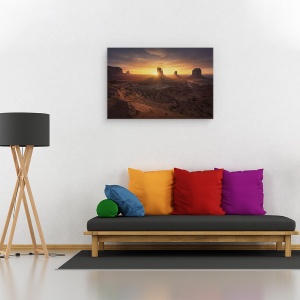 Tablou canvas - Rasarit Monumental, Arizona, Peisaj, Desert, Stanca, 80 x 120 cm - Img 2
