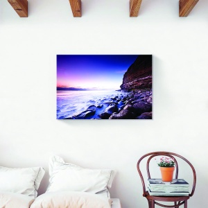 tablou decorativ canvas ocean cu răsărit și stânci