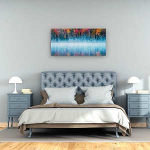 Tablou Canvas - Reflexie De Dimineata, Peisaj, Toamna, Atmosfera, Ceata, 50 x 100 cm - Img 4