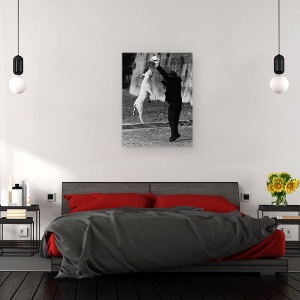 Tablou canvas - Sarind Cu Prietenul Meu, Caine, Pet, Palarie, Om, 50 x 70 cm - Img 3