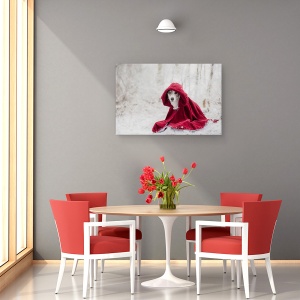 Tablou canvas - Scufita Rosie In Timpul Iernii, Portret, Caine, Rosu, 60 x 90 cm - Img 4