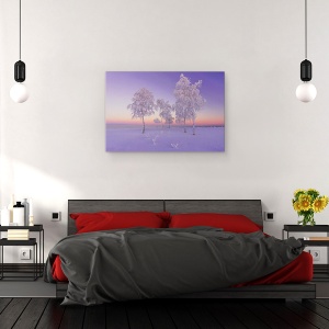 Tablou canvas - Seara De Ianuarie, Iarna, Inghet, Copaci, Zapada, Rece, 80 x 120 cm - Img 3