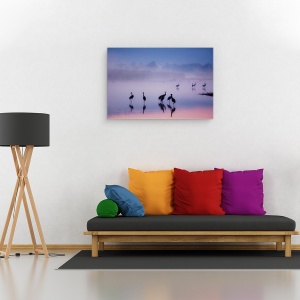 Tablou canvas - Serenitate Fermecata, Lac, Macara, Pasari, 60 x 90 cm - Img 2