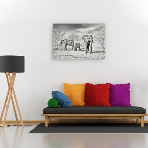Tablou canvas - Sezon Uscat, Safari, Calatorie, Africa, Elefant, Copac, 60 x 90 cm - Img 2