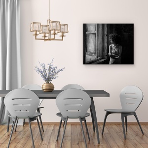 Tablou canvas - Singur, Portret, Alb-Negru, Femeie, Persoana, Vulnerabil, 60 x 75 cm - Img 4