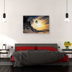Tablou canvas - Snowboard In Apus, Zapada, Munti, Extrem, Sport, 60 x 90 cm - Img 3