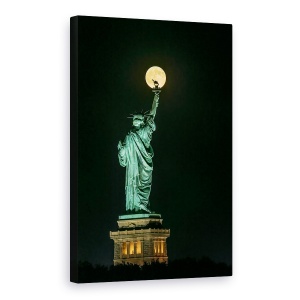 Tablou canvas - Statuia Libertatii, Luna Plina, Libertate, 60 x 90 cm