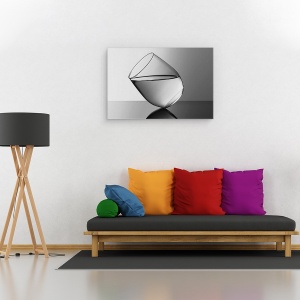Tablou canvas - Sticla, Alb-Negru, Natura Moarta, Apa, Echilibru, 60 x 90 cm - Img 2