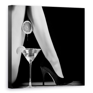 Tablou canvas - Strange, Picioare, Cocktail, Portocaliu, Lamaie, Bar, 90 x 90 cm