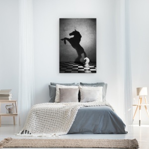Tablou Canvas - Sufletul Unui Mustang, Mustang, Cal, sah, Umbra, Alb-Negru, 80 x 120 cm - Img 3