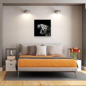 Tablou canvas - Tigru, Tigru, Pradator, Intunecos, Alb-Negru, 60 x 60 cm - Img 2