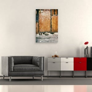 Tablou canvas - Trei Caini Tristi, Caini, Strada, Usa, Rugina, In Aer Liber, 60 x 90 cm - Img 4