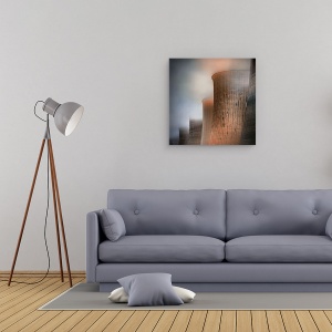 Tablou canvas - Turnuri De Racire, Arhitectura, Straniu, Portocaliu, Ireal, Abstract, 60 x 60 cm - Img 2