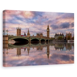 Tablou canvas - Un Apus Memorabil, Londra, Marea Britanie, Rau, Reflectie, 80 x 120 cm