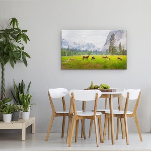 Tablou canvas - Un Sentiment Al Vremurilor Antice, Cerb, Yosemite, Caprioara, Grup, Salbatic, 50 x 80 cm - Img 4