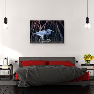 Tablou canvas - Urmarire In Mangrove, Pasare, Natura, Apa, Radacini, 60 x 90 cm - Img 3