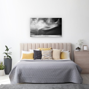 Tablou canvas - Urmarirea Furtunii, Tunet, Nor, Furtuna, Alb-Negru, 50 x 80 cm - Img 3