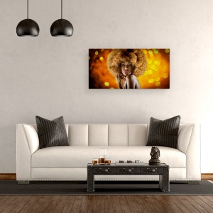 Tablou canvas - Varsta Varsatorului, Model, Lumina, Femeie, Fata, Aur, 50 x 100 cm - Img 2