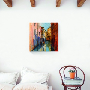 Tablou decorativ canvas Venetia – peisaj urban de vară, 60x60 cm