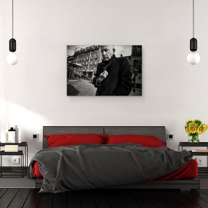 Tablou canvas - Viata Trista, Paris, Franta, Strada, Ochelari, Alb-Negru, 40 x 60 cm - Img 3