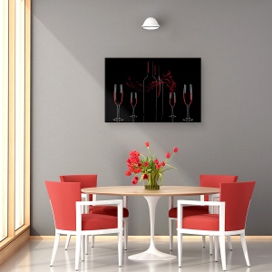 Tablou canvas - Vin Si Dragoste, Rosu, Natura Moarta, Sticla, 80 x 120 cm - Img 4