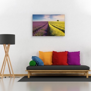 Tablou canvas - Violet si galben, Peisaj, Linii, Galben, Violet, 60 x 90 cm - Img 2