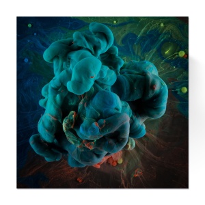 Tablou Canvas - Vopsea acrlilica in apa, Nori in culori, Fluid, Dinamic, Abstract, Albastru, 60 x 60 cm