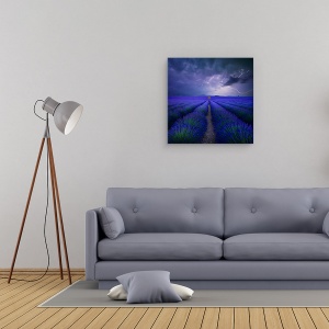 Tablou canvas - Vremea In Lavendelfeld, Lavanda, Camp De Lavanda, Ireal, Montaj, 90 x 90 cm - Img 2
