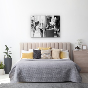 Tablou canvas - Zambiti, Va Rog, Strada, Alb-Negru, Animal Captiv, Caine, 50 x 70 cm - Img 3