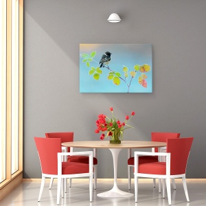 Tablou canvas - Zi De Iarna, Pasare, Frunza, Rece, 60 x 90 cm - Img 4