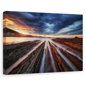 Tablou canvas - Zumaia Flysch 6, Peisaj, Peisaj Marin, Stanca, Piatra, Perspectiva, 60 x 90 cm