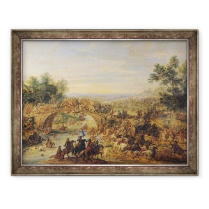 Tablou inramat - Adam Frans van der Meulen - Cavalerie Batalia pe un pod, 60 x 80 cm