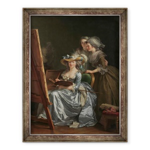 Tablou inramat - Adelaide Labille-Guiard - Autoportret Cu Doi Elevi, Marie Gabrielle Capet si Marie Marguerite Carreaux de Rosemond, 60 x 80 cm
