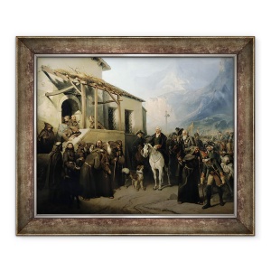 Tablou inramat - Adolf Jossifowitsch Charlemagne - Feldmaresalul Alexander Suvorov la summitul St. Gothard, 13 septembrie 1799, 70 x 85 cm
